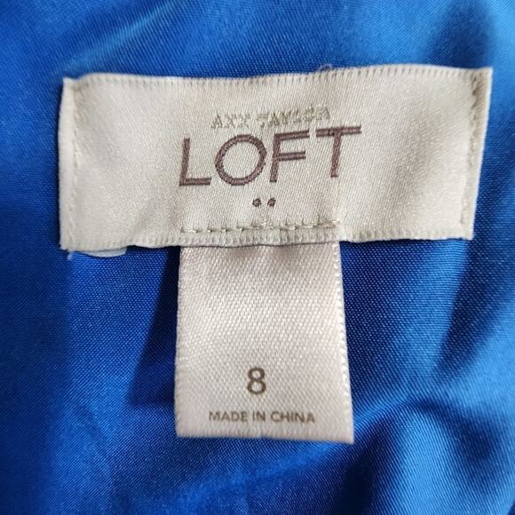 LOFT‎ Pleated Dress Royal Blue Size 8 - Picture 6 of 7